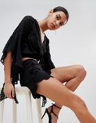 Asos Design Scallop Hem Jersey Shorts - Black