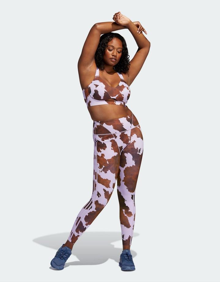 Adidas Originals X Ivy Park All Over Cow Print Legging In Purple