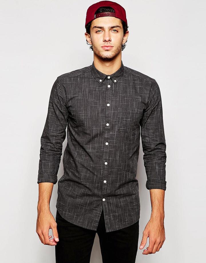 Minimum Strike Through Slim Fit Shirt - Black