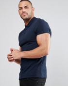 Asos Muscle Pique Polo Shirt In Navy - Navy