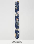 Reclaimed Vintage Inspired Floral Tie In Navy - Navy