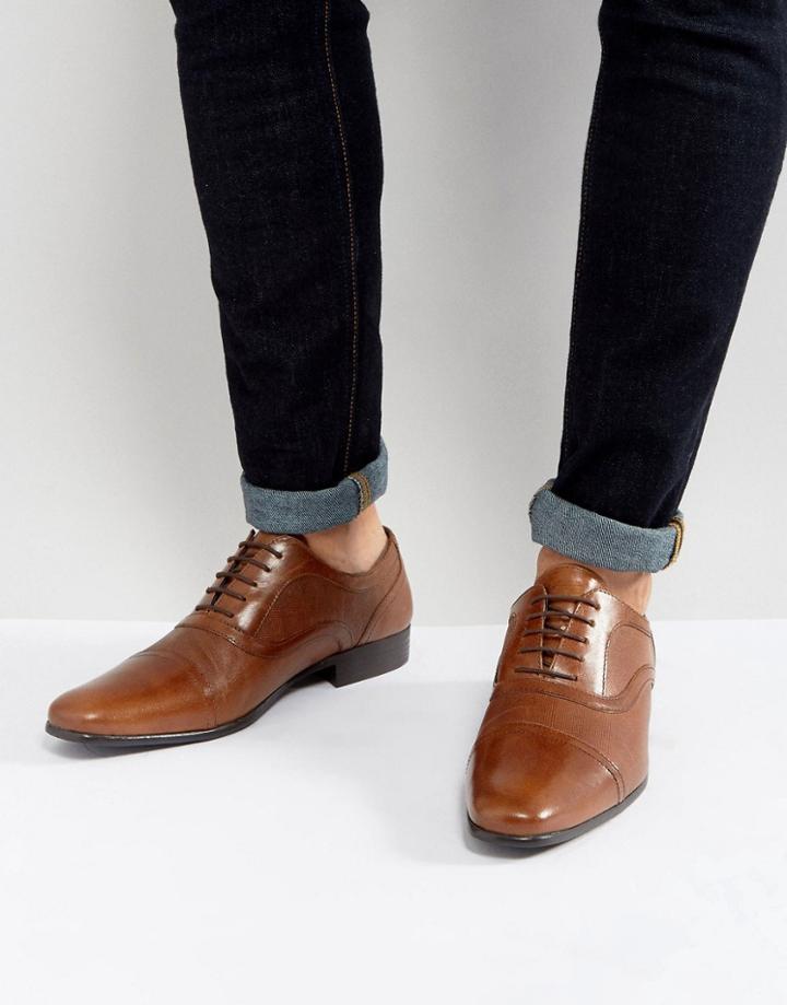 Red Tape Etched Lace Up Smart Shoes Tan - Tan