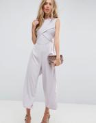 Asos Jumpsuit With Wrap Front And Tie Back - Gray
