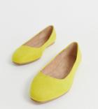 Asos Design Wide Fit Lassie Ballet Flats In Yellow