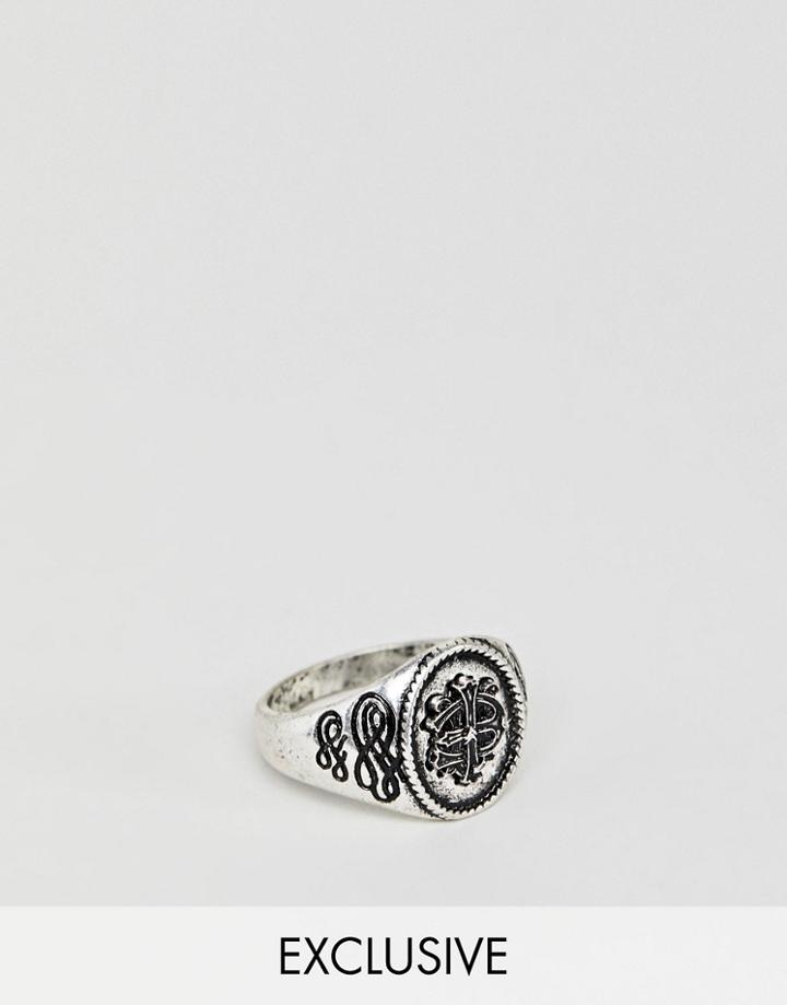 Reclaimed Vintage Inspired Signet Ring With Emboss In Silver Exclusive At Asos - Silver
