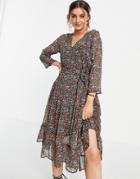 Jdy Midi Dress With High Low Hem In Floral Print-multi