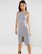 Lavish Alice Strap Detail Bodycon Midi Dress - Gray