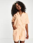 Asos Design Oversized Double Breasted Romper In Orange
