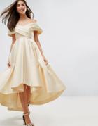 Asos Bridal Bonded Satin Vintage Prom Dip Back Mini Dress - Cream