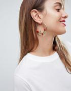 Asos Rose Detail Hoop Earrings - Gold
