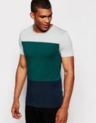 Asos Muscle Fit T-shirt With Cut And Sew Block Print And Stretch - Multi