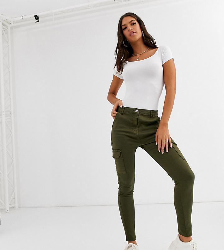 Parisian Tall Utility Cargo Pants In Khaki