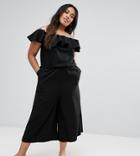 New Look Curve Ruffle Culotte Jumpsuit - Black