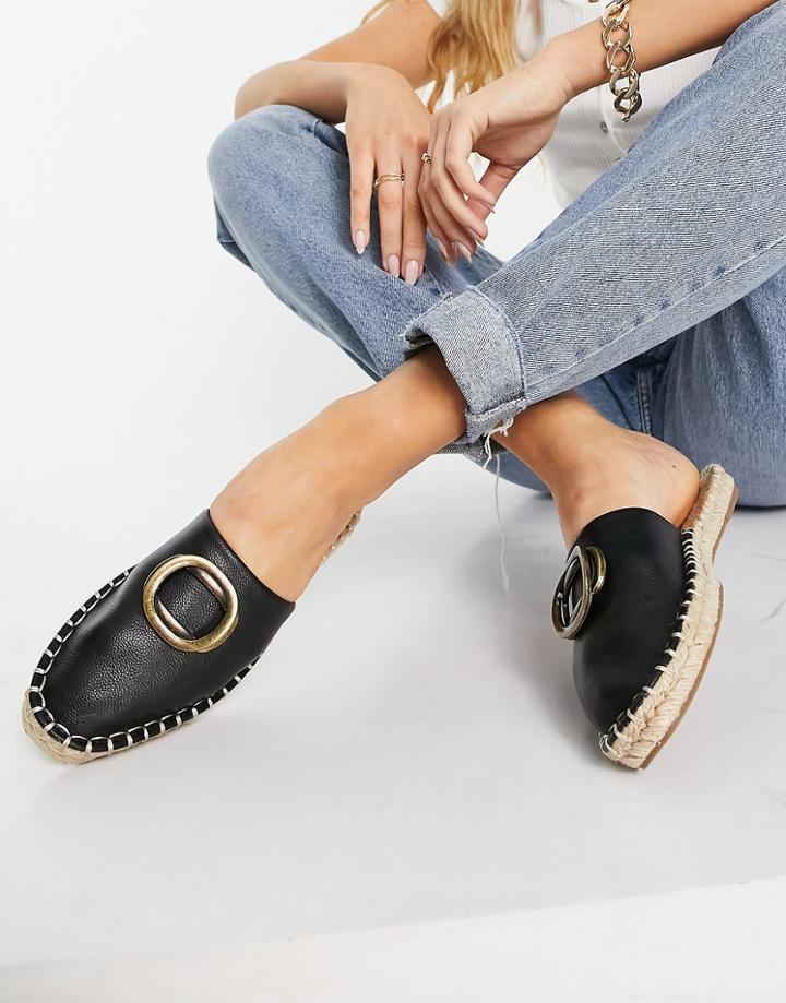 Asos Design Jolene Hardware Espadrille Mules In Black