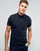Ted Baker Polo With Textured Collar - Navy
