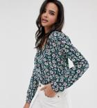 Esprit Daisy Print Blouse In Navy-multi