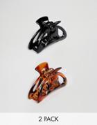 Asos Pack Of 2 Open Claw Hair Clips - Multi