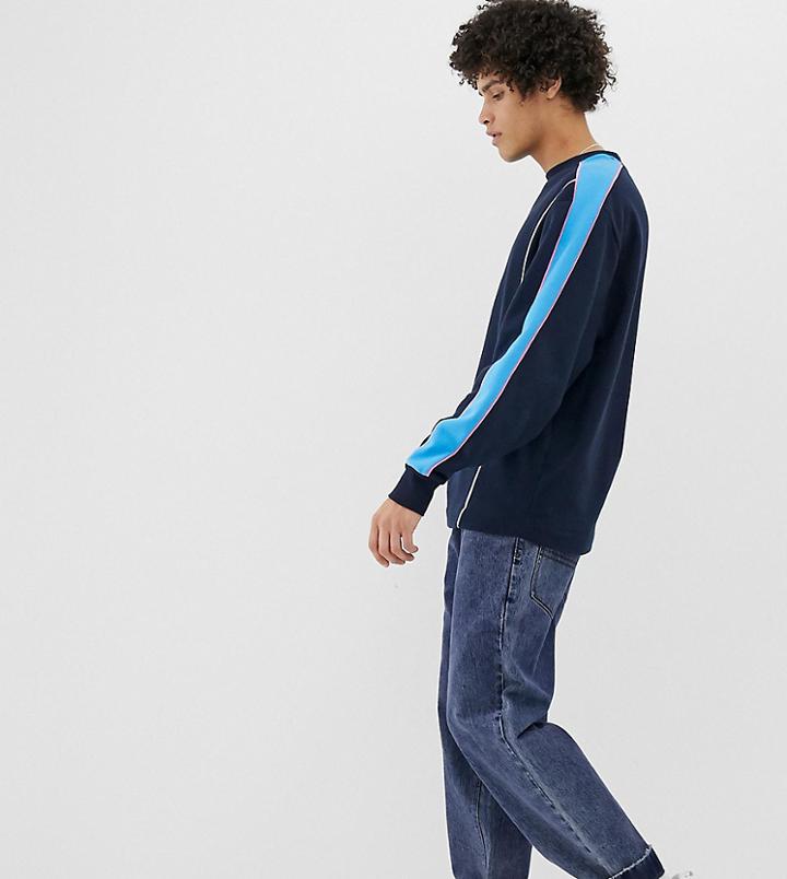 Collusion Oversized Sweatshirt With Colored Piping In Navy
