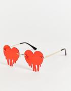 Public Desire Melting Heart Sunglasses In Red