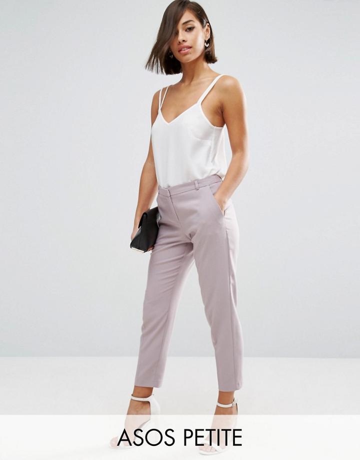Asos Petite Ankle Grazer Cigarette Pants In Crepe - Pink