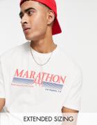 Asos Design Relaxed T-shirt In Off White With Sports Print