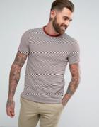 Farah Vyner Slim Fit Thin Striped T-shirt In Red - Red