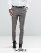 Noak Super Skinny Suit Pants In Fleck Wool - Gray