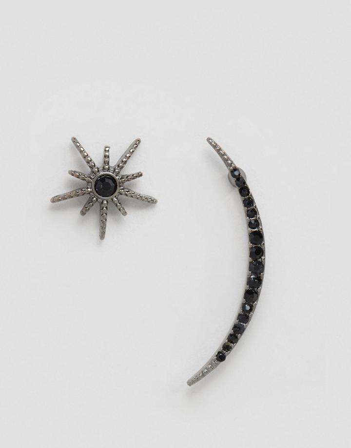 Cara Ny Moon And Star Stud Earring Set - Silver