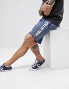 Hollister Large Logo Print Sweat Shorts In Navy Marl - Navy