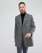 Harry Brown Premium Wool Blend Contrast Fabric Double Breasted Overcoat - Gray