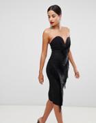 Rare Fringe Sweetheart Pencil Dress - Black