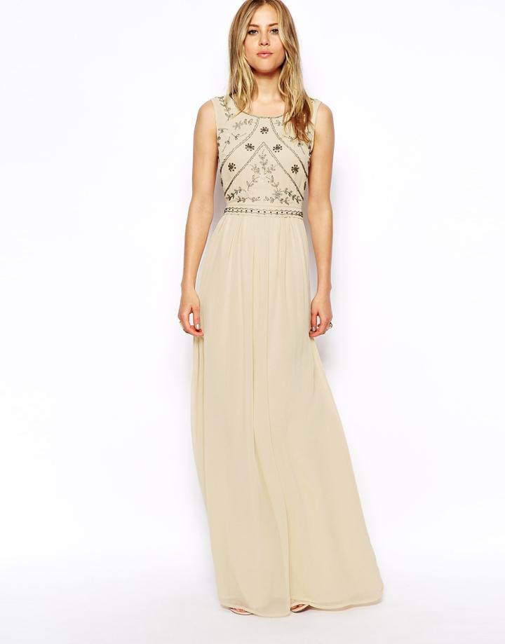 Asos Embellished Shell Maxi Dress - Nude $61.00