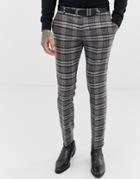Twisted Tailor Super Skinny Suit Pants In Speckled Plaid-gray