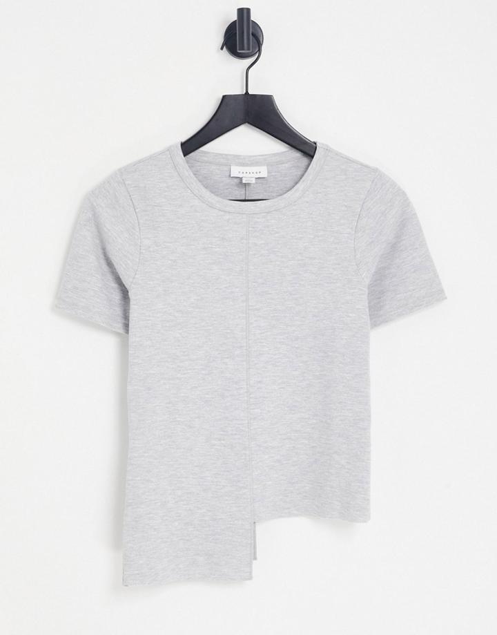 Topshop Premium Step Hem Tee In Gray Heather