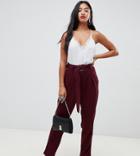 Y.a.s Petite Belted High Waisted Pants - Red