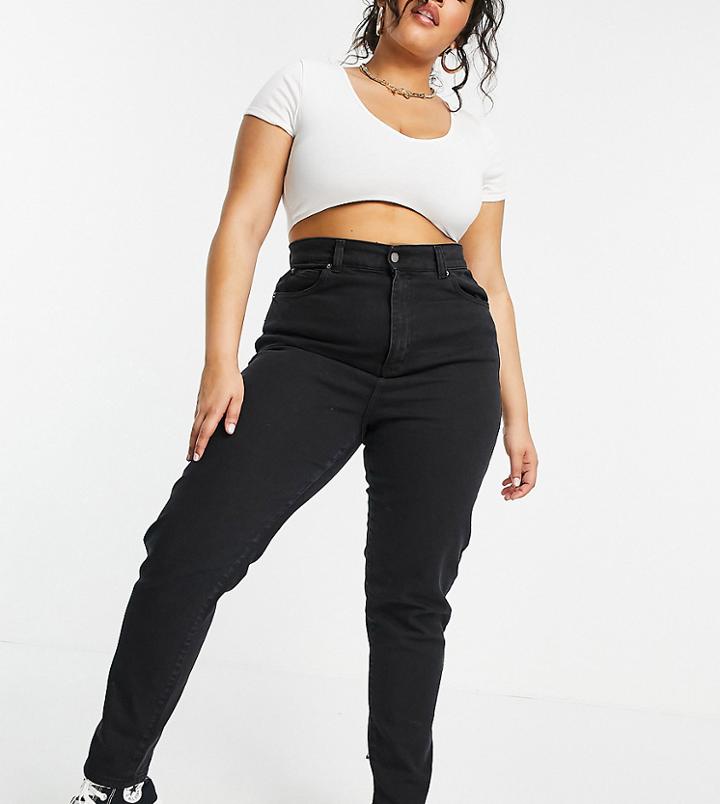 Dr Denim Plus Nora Sky High Mom Jeans In Washed Black