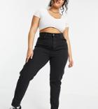 Dr Denim Plus Nora Sky High Mom Jeans In Washed Black
