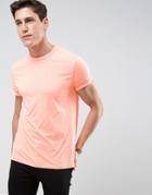Asos T-shirt With Crew Neck And Roll Sleeve In Orange - Orange