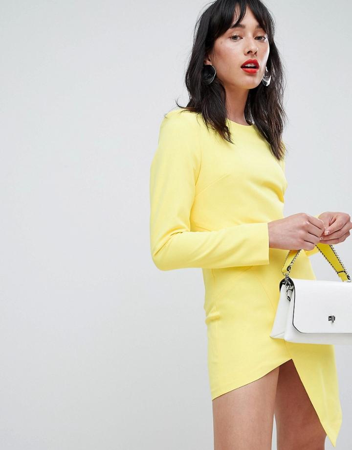 Unique 21 Long Sleeve Asymetric Dress - Yellow