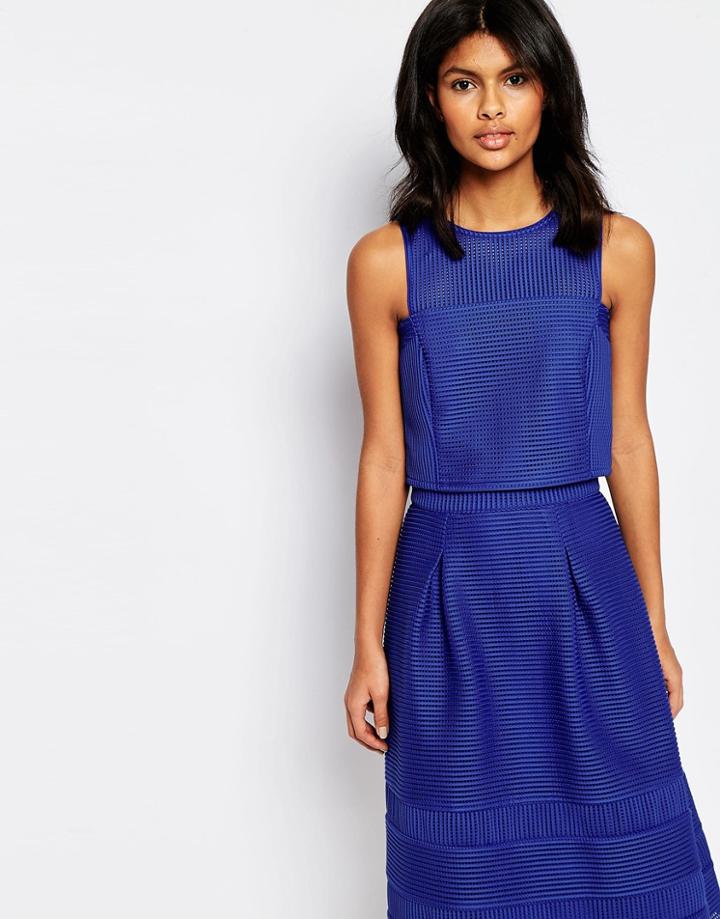 Warehouse Premium Mesh Crop Top - Blue
