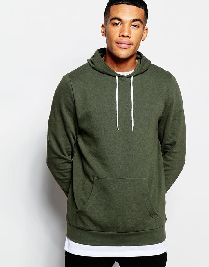 Asos Hoodie In Khaki - Green