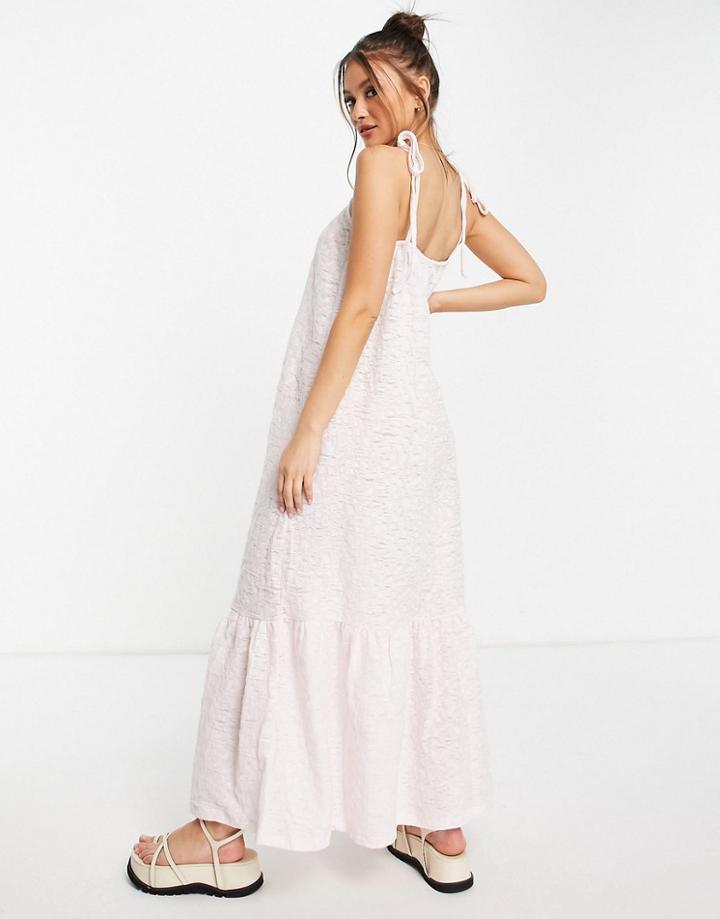 Damson Madder Cami Smock Dress In Pink Textured Fabric - Pink