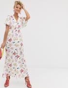 Never Fully Dressed Button Through Maxi Dress In Sea Life Print-multi