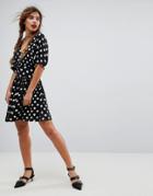 Asos Casual Mini Tea Dress In Washed Spot-multi