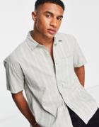 Abercrombie & Fitch Short Sleeve Shirt With Pocket In Green Stripe