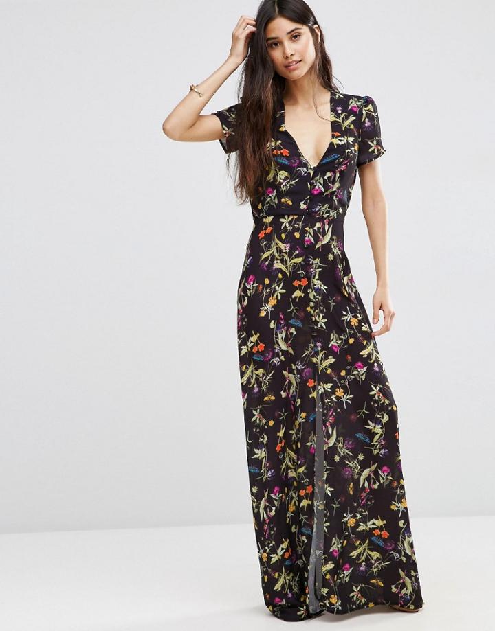 Oh My Love Button Down Maxi Tea Dress - Multi