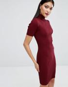 Lipsy Rib Detail Knit Dress - Red