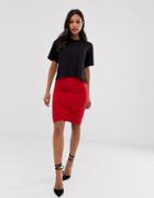 Vila Gathered Side Mini Skirt - Red