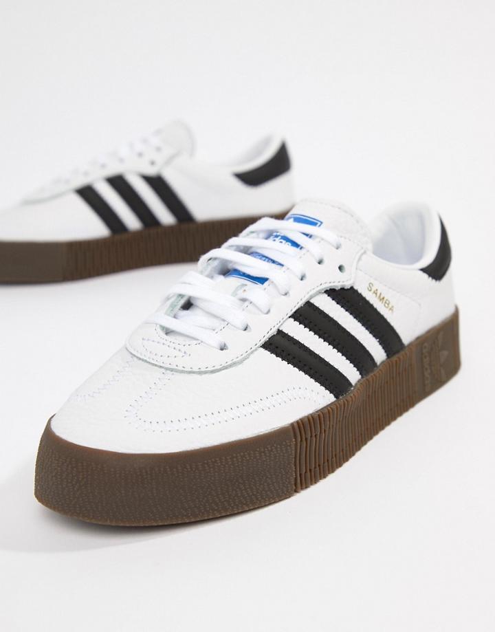 Adidas Originals Samba Rose Sneakers In White With Dark Gum Sole