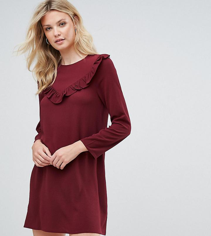 Brave Soul Tall Frill Swing Dress-red